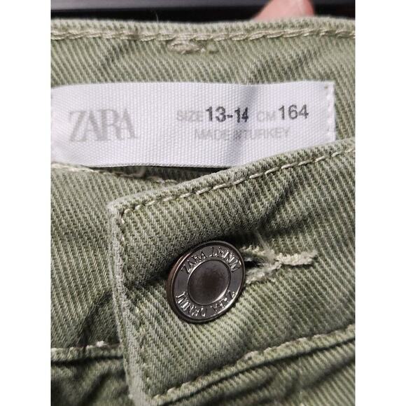 Zara Mini Skirt Kids 13-14 NWOT Olive/Green Denim - Picture 5 of 11